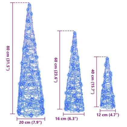 Коледно дърво 3 pcs Синьо 20 x 20 x 80 см Акрил