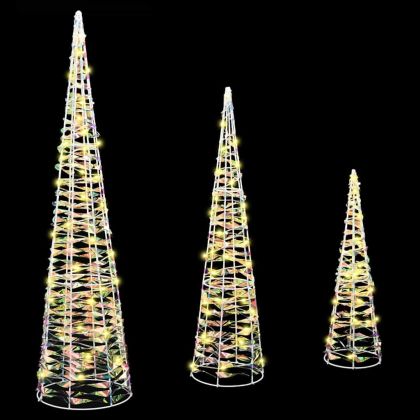 Коледно дърво 3 pcs Топло бяло 20 х 20 х 80 см PET