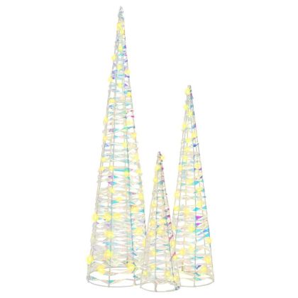 Коледно дърво 3 pcs Топло бяло 20 х 20 х 80 см PET