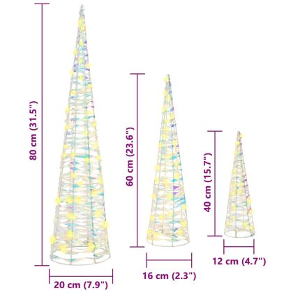 Коледно дърво 3 pcs Топло бяло 20 х 20 х 80 см PET