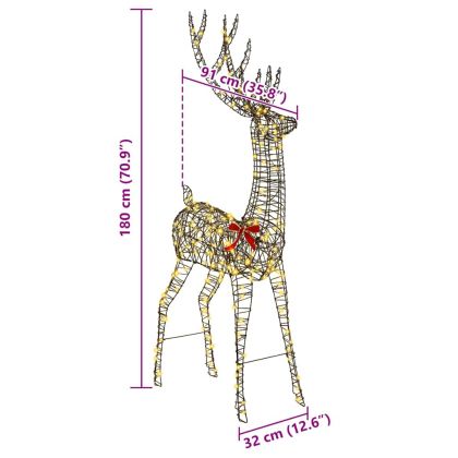 3D елен с 250 LED светодиода Топло бяло 180 cm Ратан