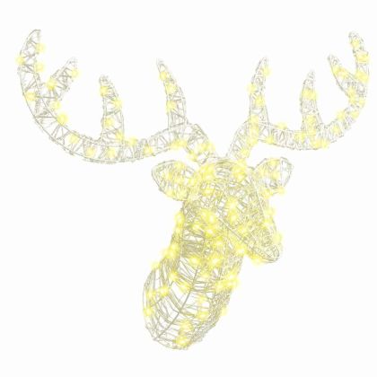 Глава на елен с 140 LED светодиода Топло бяло 60 cm Акрил
