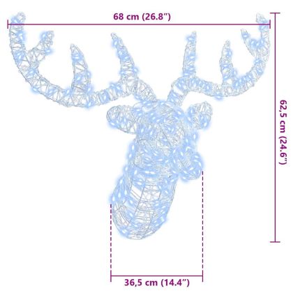 Глава на елен Студено бяло 68 x 36.5 x 62.5 см Акрил