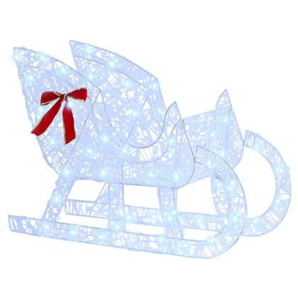 Дядо Коледа, който дърпа шейна Студено бяло 70 x 26 x 128.5 см