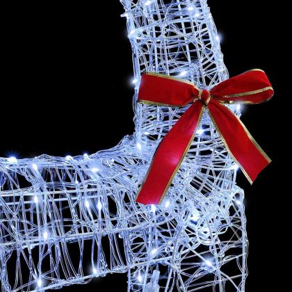 Дядо Коледа, който дърпа шейна Студено бяло 70 x 26 x 128.5 см