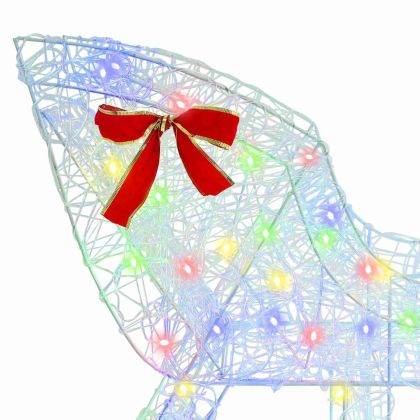 Дядо Коледа, който дърпа шейна цветно 70 x 26 x 128.5 см Акрил