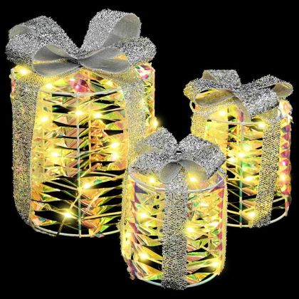 Декорация за Подаръчна Кутия 3 pcs Топло бяло PET