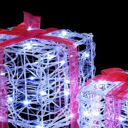 Кутия за подарък 3 pcs Студено бяло 20 x 20 x 20 см Акрил