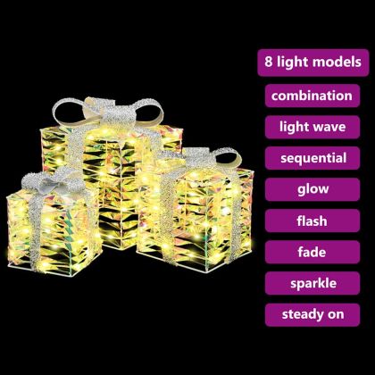 Кутия за подарък 3 pcs Топло бяло 20 x 20 x 20 см PET