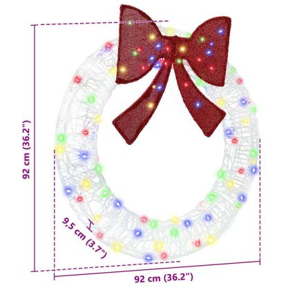 Венец с 80 LED светодиода Многоцветен 92 x 9.5 x 92 см Акрил