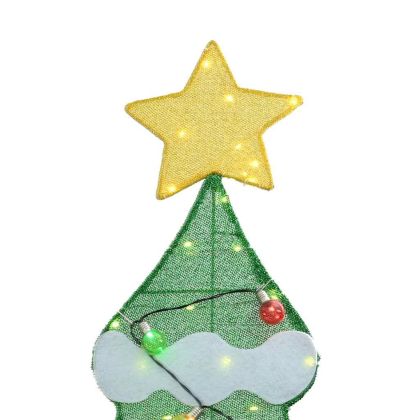 Озеленена коледна елха с 3 подаръчни кутии 2D топло бяла 210 cm