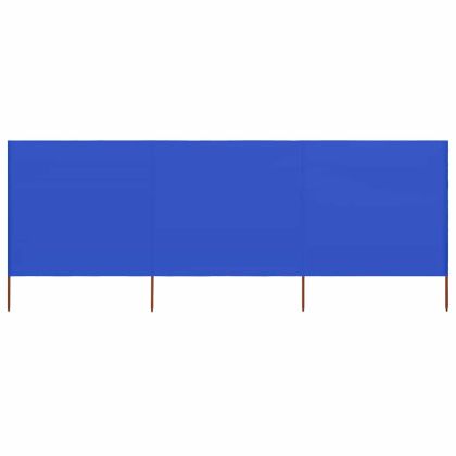 Параван против вятър от 3 панела текстил 400x120 см лазурносин