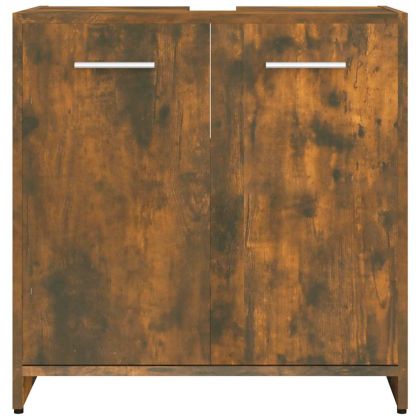 Шкаф за баня, опушен дъб, 60x33x60 см, инженерно дърво