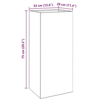 Кашпа, маслиненозелена, 32x29x75 см, стомана