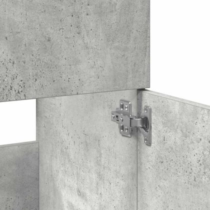 Шкаф за баня с огледало, бетонно сиво, инженерно дърво