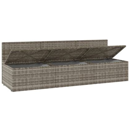 3-местен градински диван с възглавници, сив, полиратан