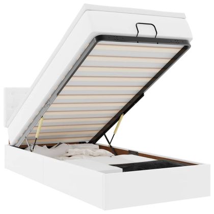 Османска легло с матрак&LED чисто бяло 80x200см изкуствена кожа