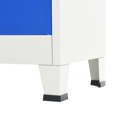 Заключващ се шкаф с 2 врати, метал, 90x40x180 cм, сиво и синьо