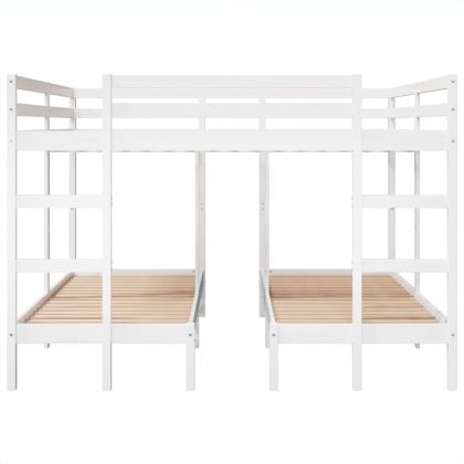 Рамка за тройно легло, бяло, 200x200/80x200 см, бор масив