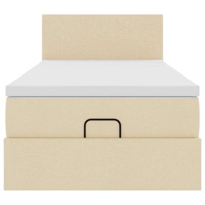 Османска легло с матрак, кремаво, 80x200 см, плат