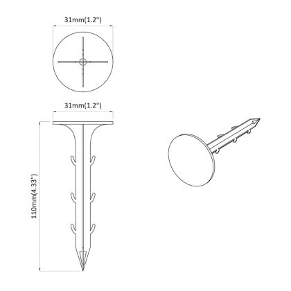 Пластмасови Пинове 500 pcs Черно 3 x 11 см Пластмаса