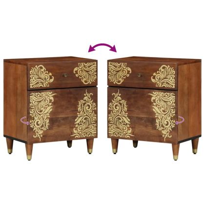 Нощно шкафче с врата с чекмедже Меден кафяв 50 x 33 x 60 см