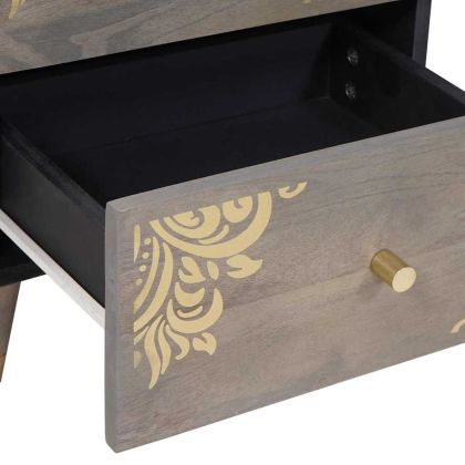 Нощен шкаф с чекмедже Сив 40 x 33 x 46 см Солидно мангово дърво