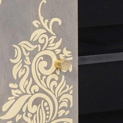 ТВ шкаф с рафт Сив 105 x 33 x 46 см Солидно мангово дърво