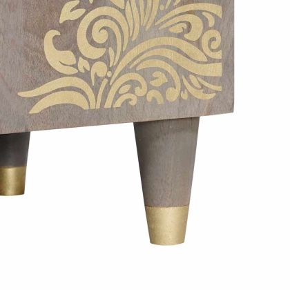 ТВ шкаф с рафт Сив 105 x 33 x 46 см Солидно мангово дърво