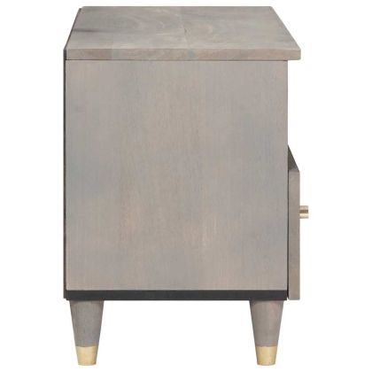 ТВ шкаф с чекмедже Сив 70 x 33 x 46 см Солидно мангово дърво