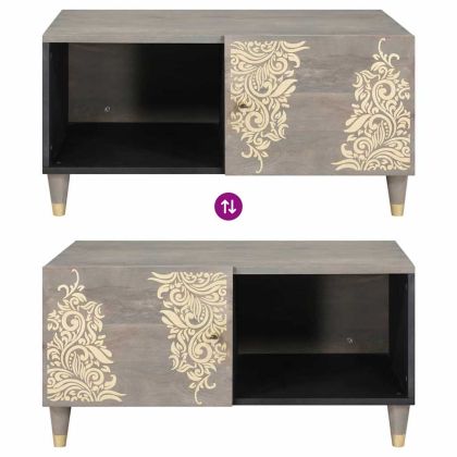 Масичка за кафе Сив 80 x 50 x 40 cm Солидно мангово дърво