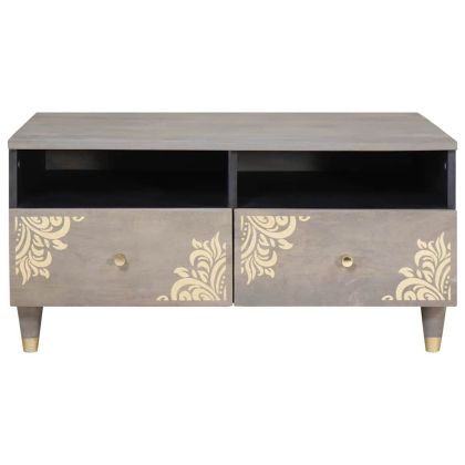 Масичка за кафе Сив 80 x 54 x 40 см Солидно мангово дърво