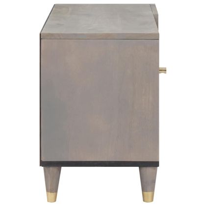 ТВ шкаф с рафт Сив 80 x 33 x 46 см Солидно мангово дърво