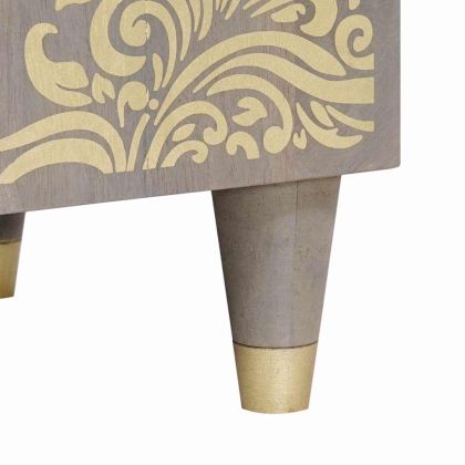 ТВ шкаф с рафт Сив 80 x 33 x 46 см Солидно мангово дърво