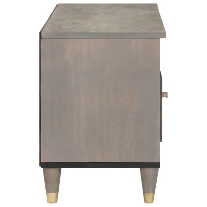 ТВ шкаф с чекмедже Сив 80 x 33 x 46 см Солидно мангово дърво