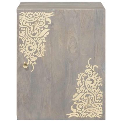 Стенен шкаф с врата Сив 38 x 33 x 48 см Солидно мангово дърво