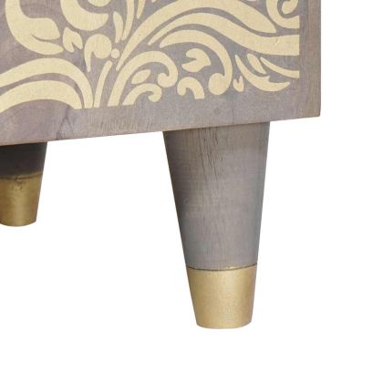 Шкаф за баня с врата Сив 38 x 33 x 58 см Солидно мангово дърво