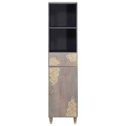 Служебен шкаф Сив 38 x 33 x 160 см Солидно мангово дърво