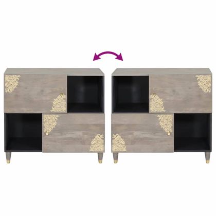 Служебен шкаф с рафт с врата Сив и златен 80 x 33 x 75 см