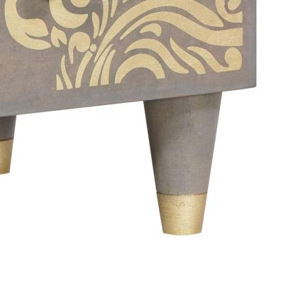 Висок шкаф Сив и златен 60 x 33 x 100 см Солидно мангово дърво