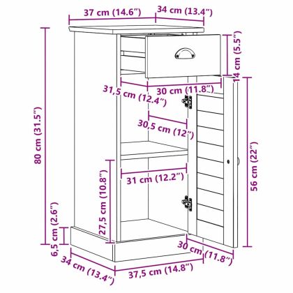 Шкаф за баня с чекмедже с рафт VIGO Бяло 37.5 x 34 x 80 см