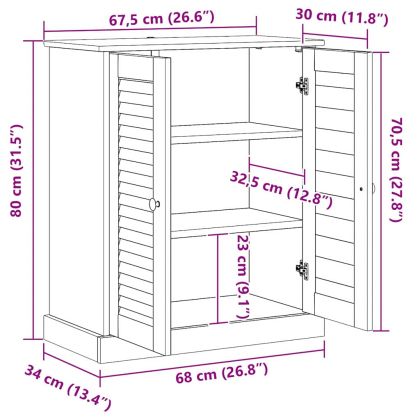 Шкаф за баня Друг VIGO Кафяво Борово дърво масив