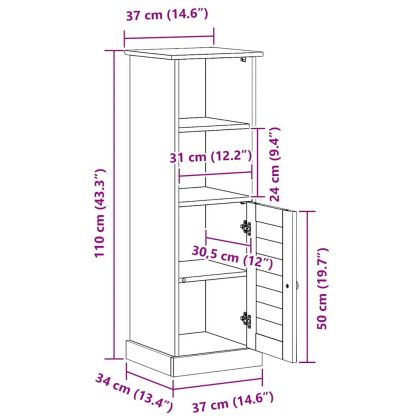 Шкаф за баня със съхранение VIGO Меденокафяво 37 x 34 x 110 см
