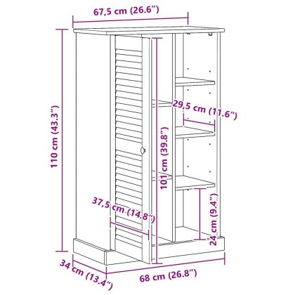 Шкаф за баня VIGO Меденокафяво 67.5 x 34 x 110 см