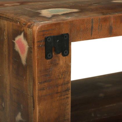 ТВ шкаф с рафт Многоцветен Масивна регенерирана дървесина