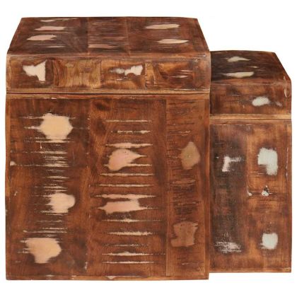 Стифиращи масички 2 pcs Кафяво Солидно възстановено дърво