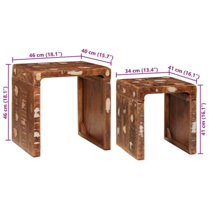 Стифиращи масички 2 pcs Кафяво Солидно възстановено дърво