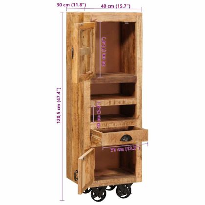 Висок шкаф Кафяво 40 x 30 x 120,5 см мангово дърво масив
