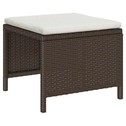 Градински Софа Комплект 6 pcs Кафяво и кремаво полиратан