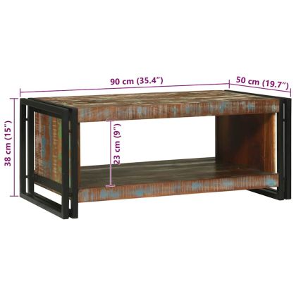 Масичка за кафе Кафяво 90 x 50 x 38 см регенерирано дърво масив
